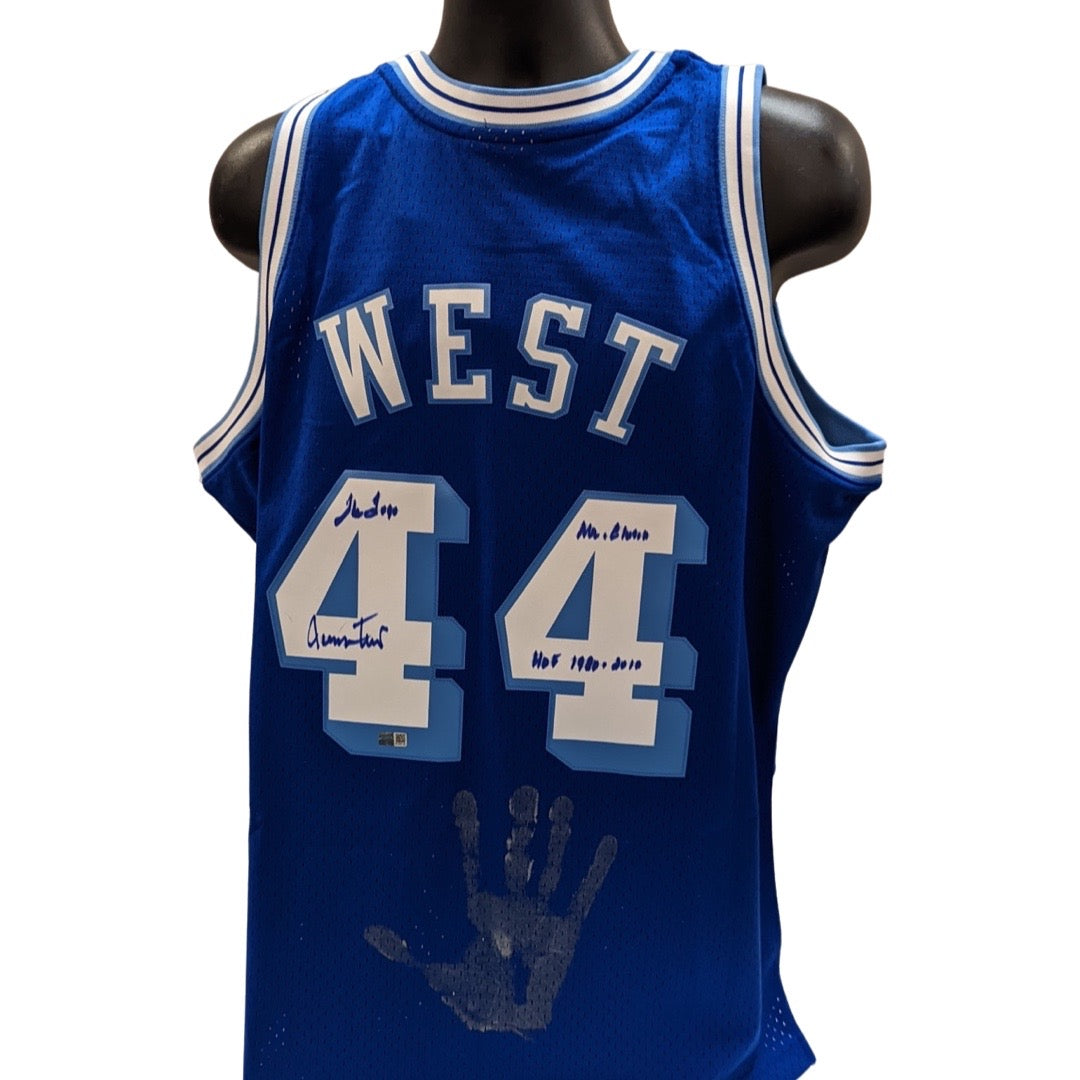 Jerry West Autographed Los Angeles Lakers 1960-61 Blue Mitchell & Ness Swingman Jersey The Logo, Mr Clutch, HOF 1980-2010