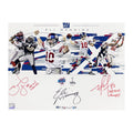 Eli Manning, David Tyree & Mario Manningham Autographed New York Giants 16x20 SB XLII Champs, SB XLVI Champs Inscriptions