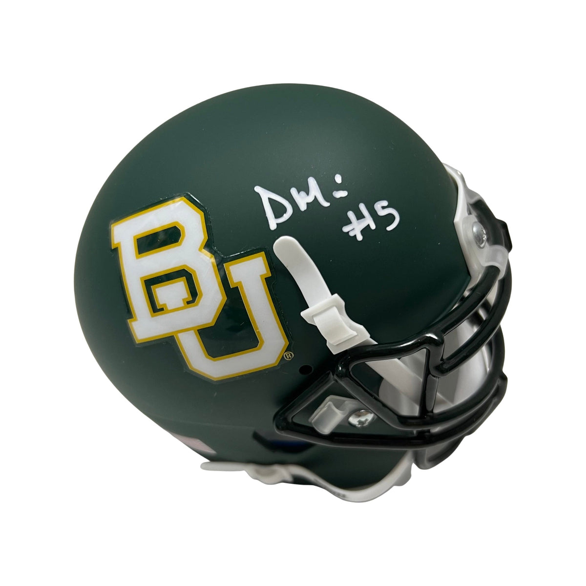 Denzel Mims Autographed Baylor Bears Green Schutt Mini Helmet JSA product image 1, provided for visual reference and product