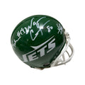 Wayne Chrebet, Keyshawn Johnson & Vinny Testaverde Autographed New York Jets Old School Green Mini Helmet JSA product image