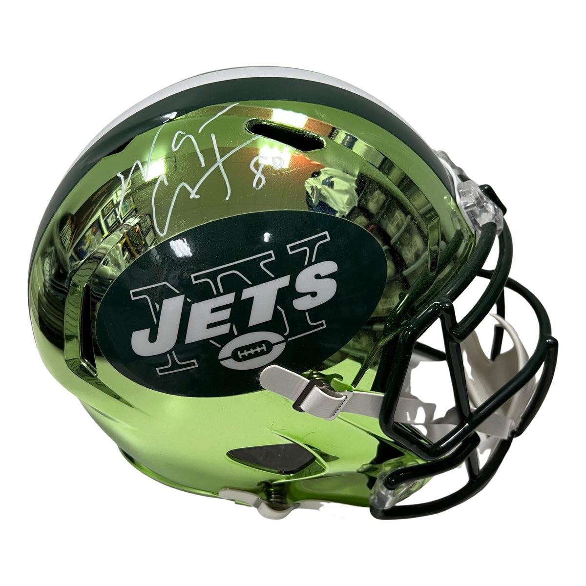 Wayne Chrebet Autographed New York Jets Chrome Replica Helmet JSA product image 1, provided for visual reference and product