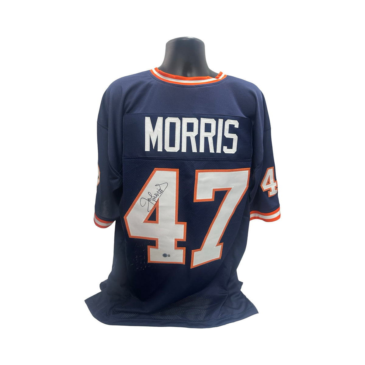 Joe Morris Autographed Syracuse Orange Navy Jersey Beckett BAS product image 1, provided for visual reference and product