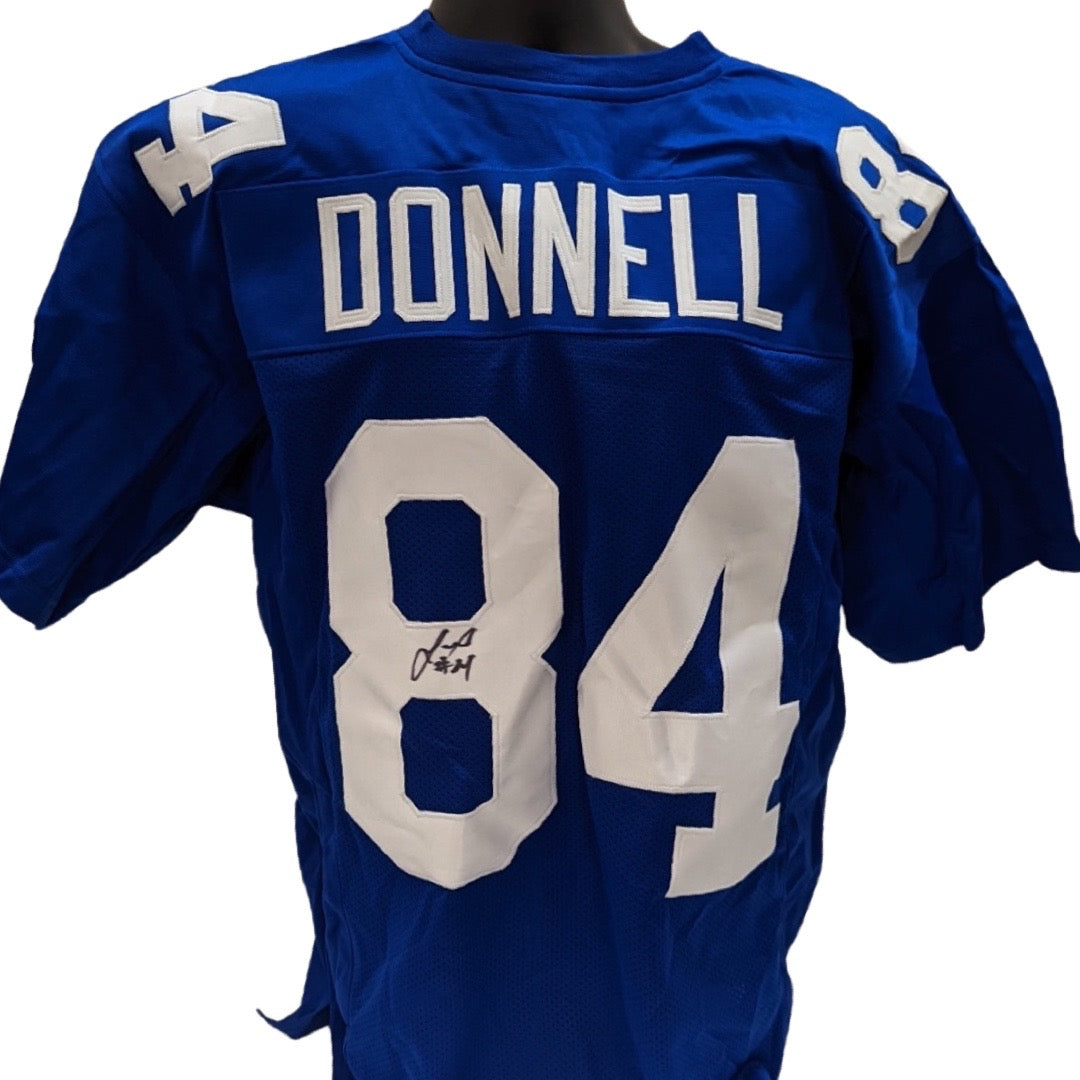 Larry Donnell Autographed New York Giants Blue Jersey Steiner CX product image 1, provided for visual reference and product