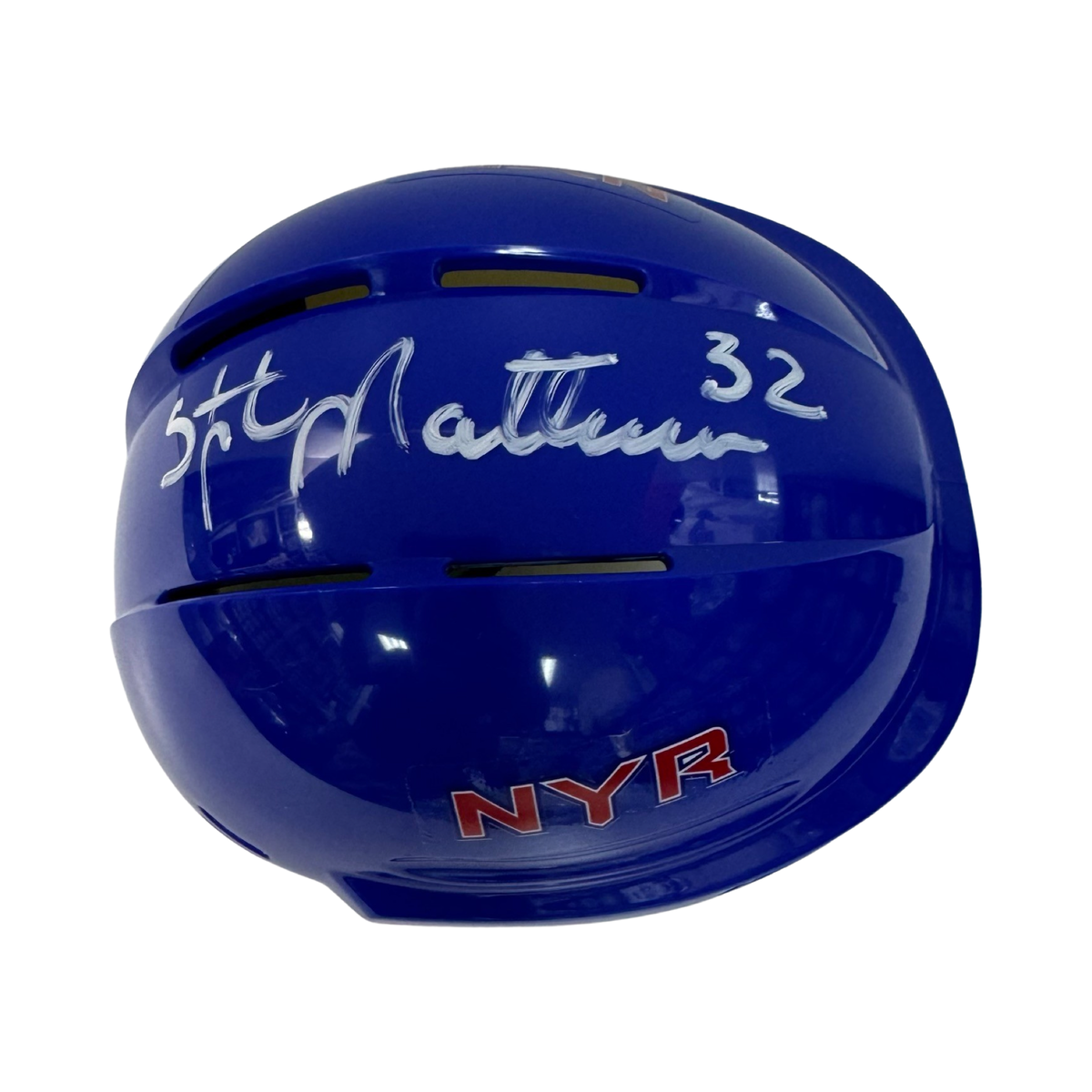 Stephane Matteau Autographed New York Rangers Blue Mini Helmet Steiner CX product image 1, provided for visual reference and