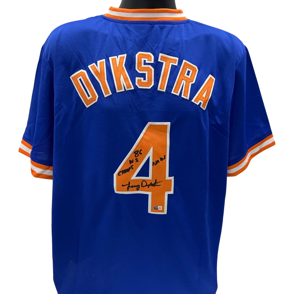 Lenny Dykstra Autographed New York Mets Blue Jersey Nails, 86 WS Champs Inscriptions Steiner CX product image 1, provided