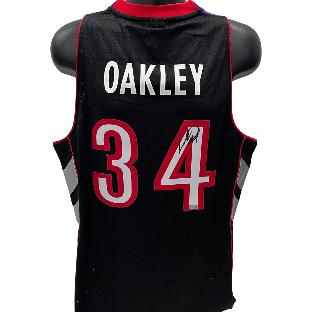 Charles Oakley Autographed Toronto Raptors Black 1999-00 Mitchell & Ness Swingman Jersey Steiner CX product image 1,