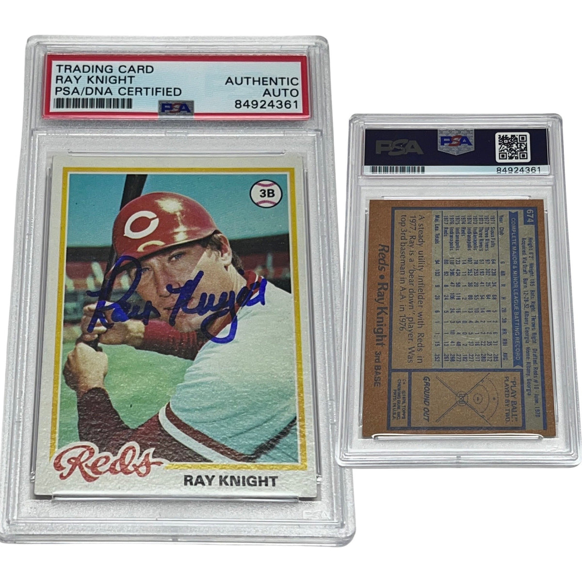 1978 Ray Knight Topps #674 Autographed PSA Auto Authentic product image 1, provided for visual reference and product detail
