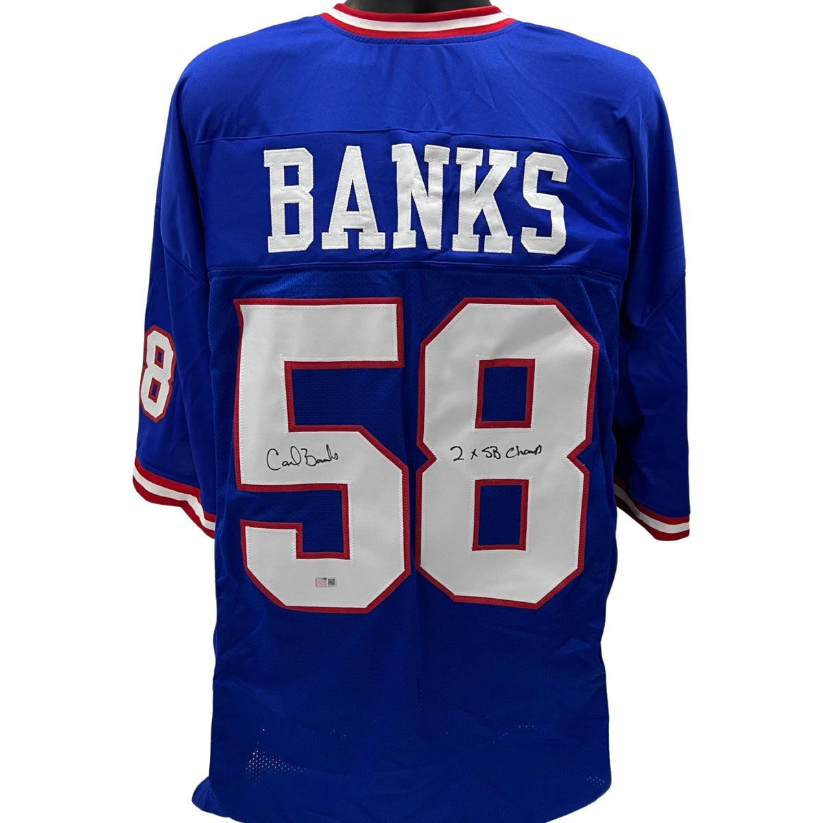 Carl Banks Autographed New York Giants Blue Jersey 2x SB Champ Inscription Steiner CX product image 1, provided for visual