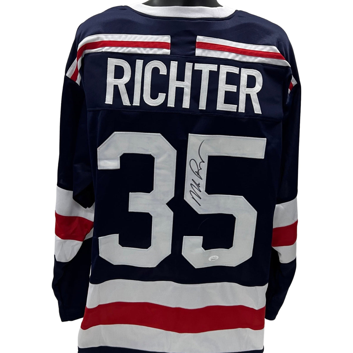 Mike Richter Autographed New York Rangers Navy Jersey JSA product image 1, provided for visual reference and product detail