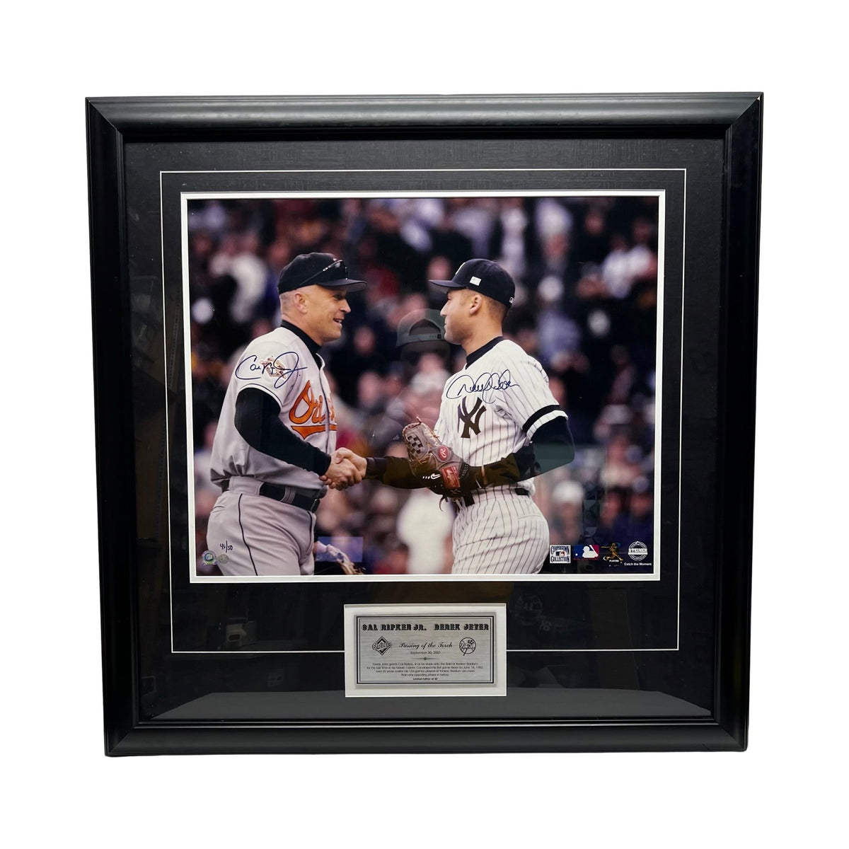 Derek Jeter & Cal Ripken Jr Autographed New York Yankees & Baltimore Orioles Framed 20x24 Steiner product image 1, provided