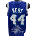 Jerry West Autographed Los Angeles Lakers Blue Stat Jersey The Logo Inscription Steiner CX product image 1, provided for