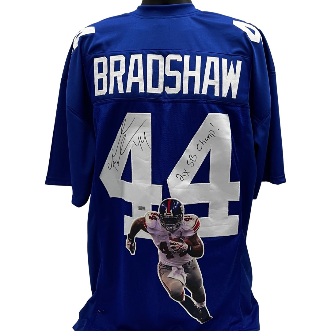 Ahmad Bradshaw Autographed New York Giants Blue Art Jersey 2x SB Champ! Inscription Steiner CX product image 1, provided for