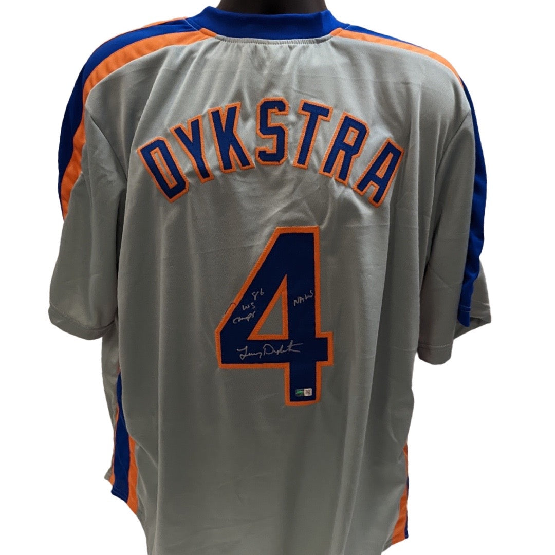 Lenny Dykstra Autographed New York Mets Grey Jersey 86 WS Champs, Nails Inscriptions Steiner CX product image 1, provided