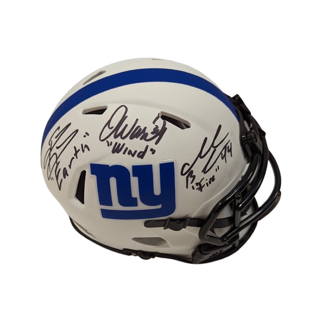 Brandon Jacobs, Ahmad Bradshaw & Derrick Ward Autographed New York Giants Lunar Eclipse Mini Helmet Earth, Wind, Fire