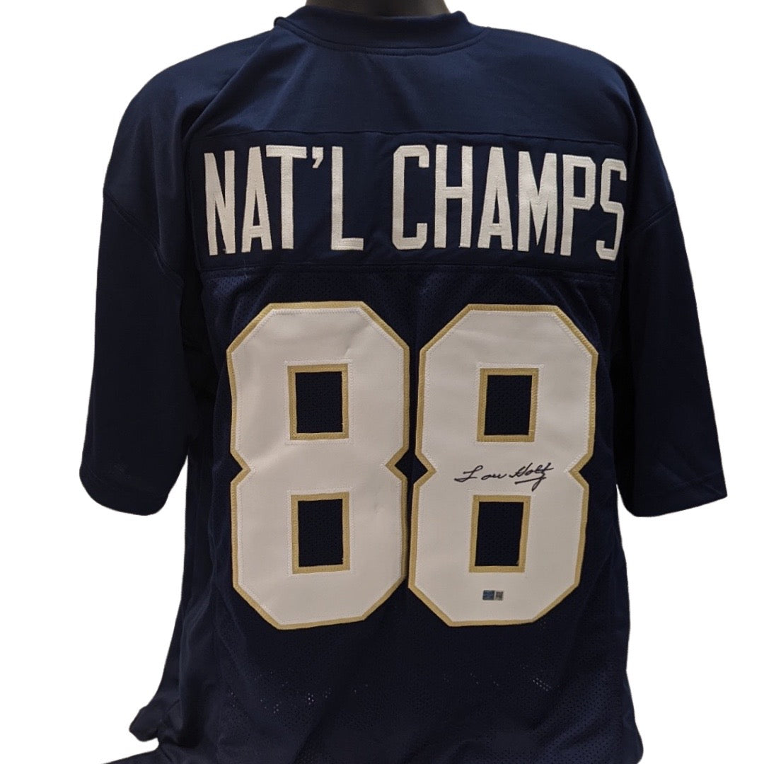 Lou Holtz Autographed Notre Dame Fighting Irish Blue #88 Nat’l Champs Jersey Steiner CX product image 1, provided for visual