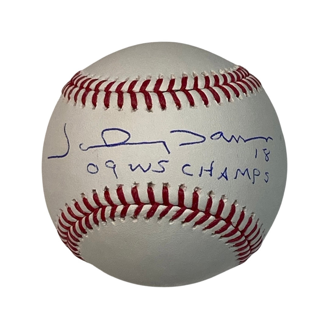 Johnny Damon Autographed New York Yankees OMLB 09 WS Champs Inscription Steiner CX product image 1, provided for visual