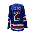 Brian Leetch Autographed New York Rangers Blue Jersey 1989 Calder Trophy, #2 Retired, NHL 100, 1994 Conn Smythe, 1994