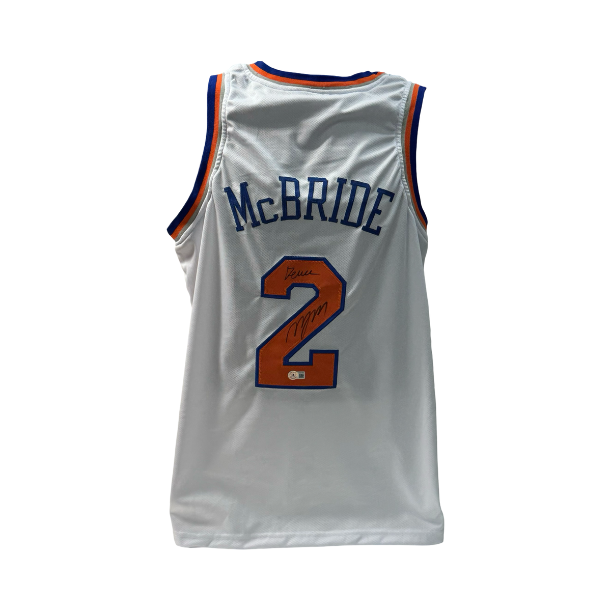 Miles Deuce McBride Autographed New York Knicks White Jersey Deuce Inscription Beckett product image 1, provided for visual