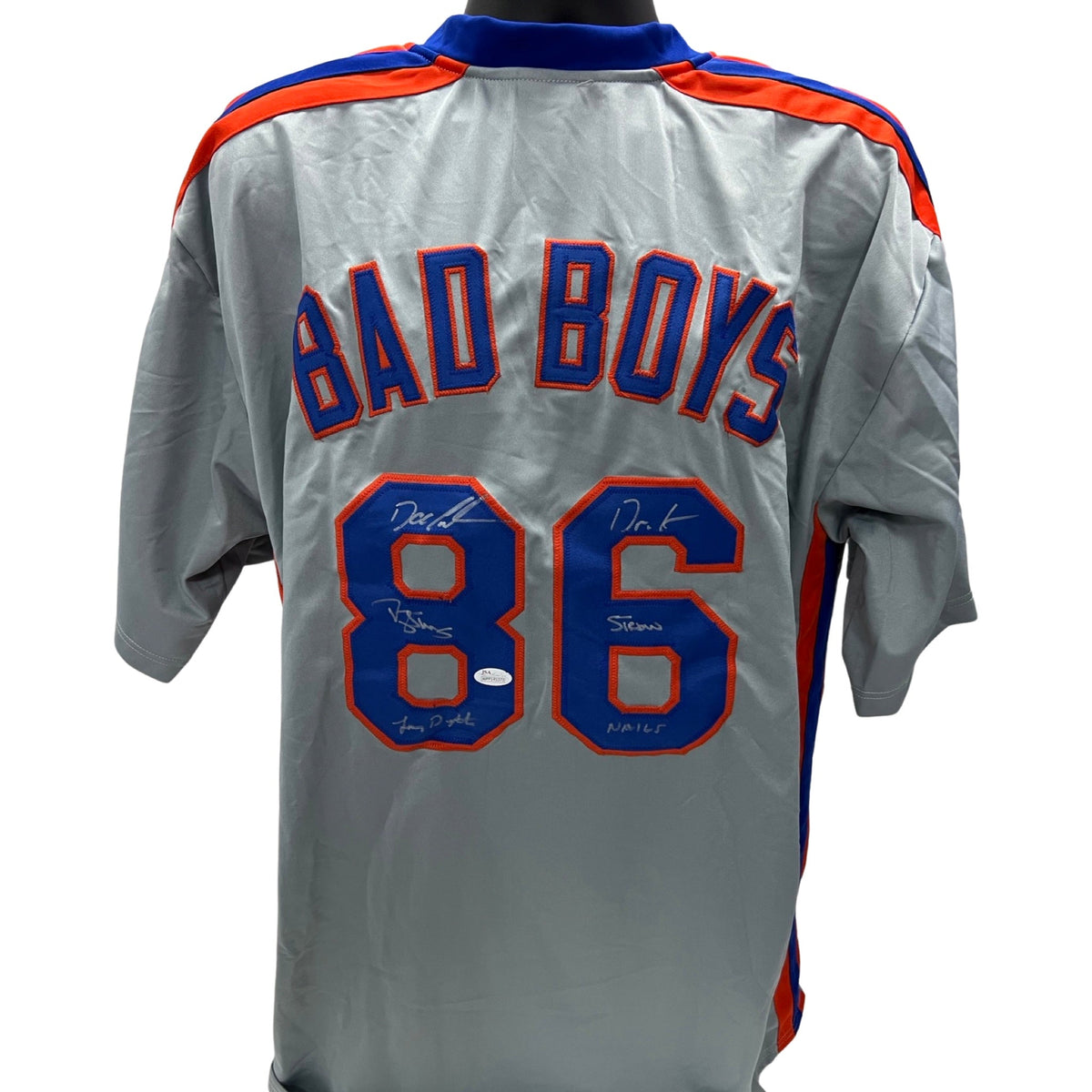 Darryl Strawberry, Doc Gooden & Lenny Dykstra Autographed New York Mets Bad Boys Grey Jersey Nails, Dr K, Straw Inscriptions