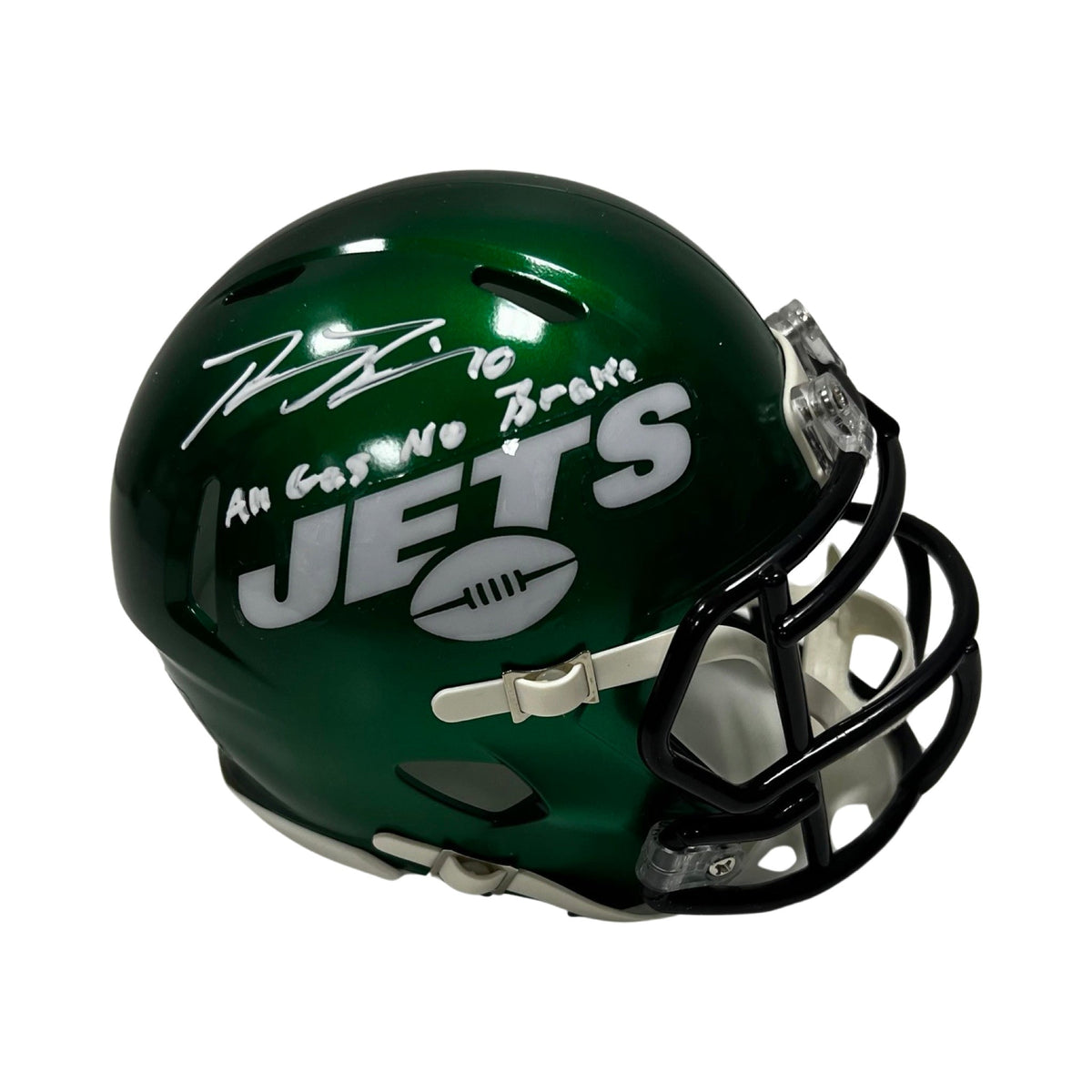 Braxton Berrios Autographed New York Jets Speed Mini Helmet "All Gas No Brakes" Inscription Steiner CX product image 1,