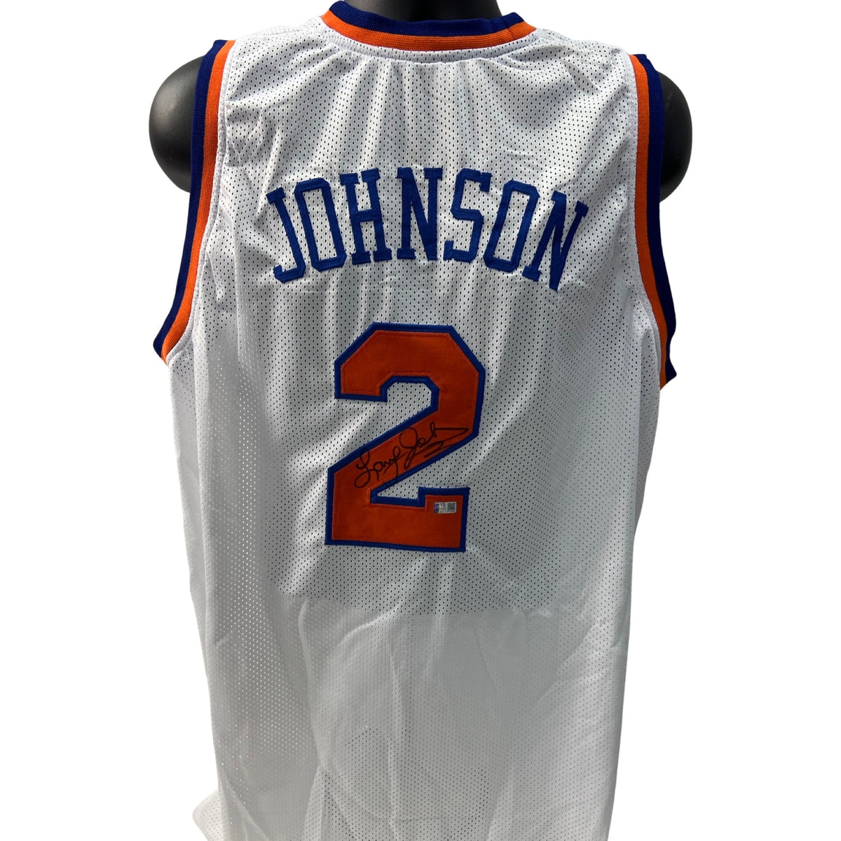 Larry Johnson Autographed New York Knicks White Jersey Steiner CX product image 1, provided for visual reference and product
