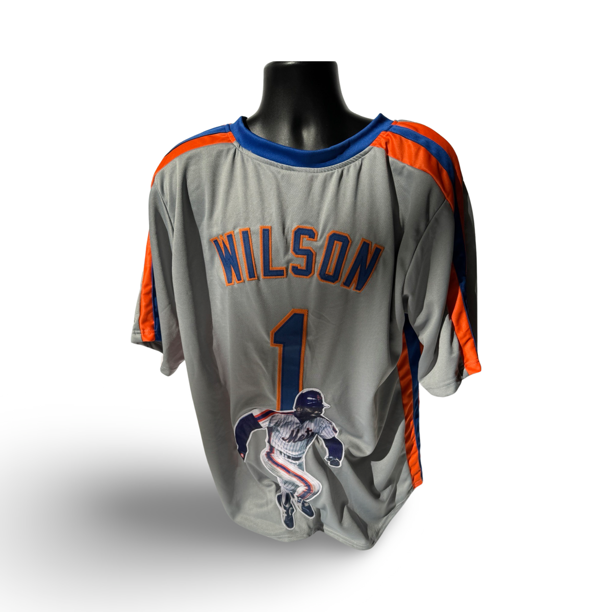 Mookie Wilson New York Mets Unsigned Custom Grey Art Jersey product image 1, provided for visual reference and product