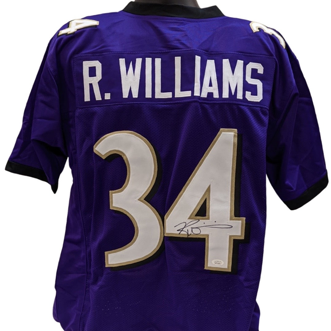 Ricky Williams Autographed Baltimore Ravens Purple Jersey JSA product image 1, provided for visual reference and product