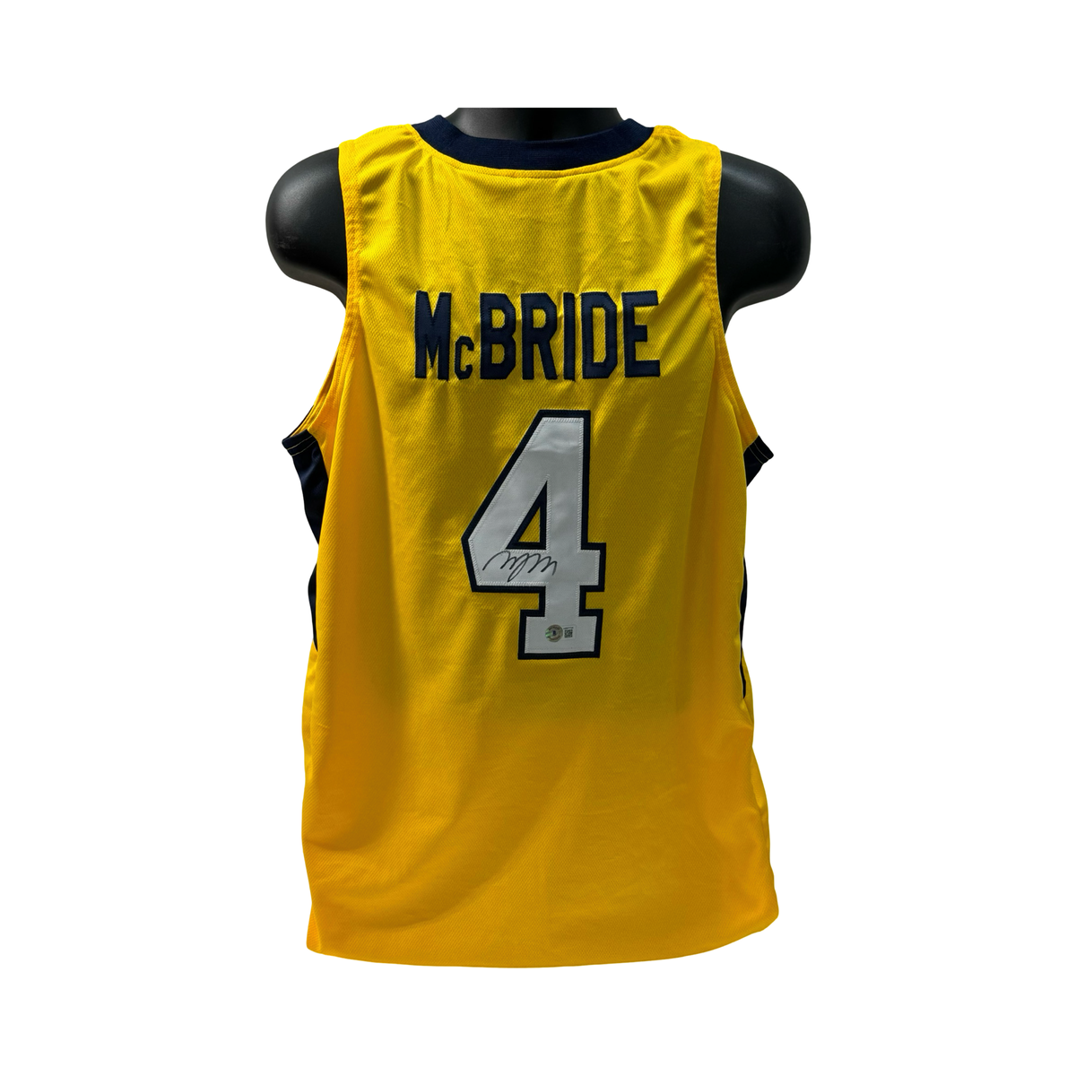 Miles Deuce McBride Autographed West Virginia Mountaineers Yellow Jersey Beckett product image 1, provided for visual
