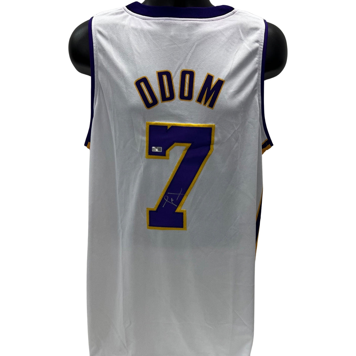 Lamar Odom Autographed Los Angeles Lakers White Jersey Steiner CX product image 1, provided for visual reference and product